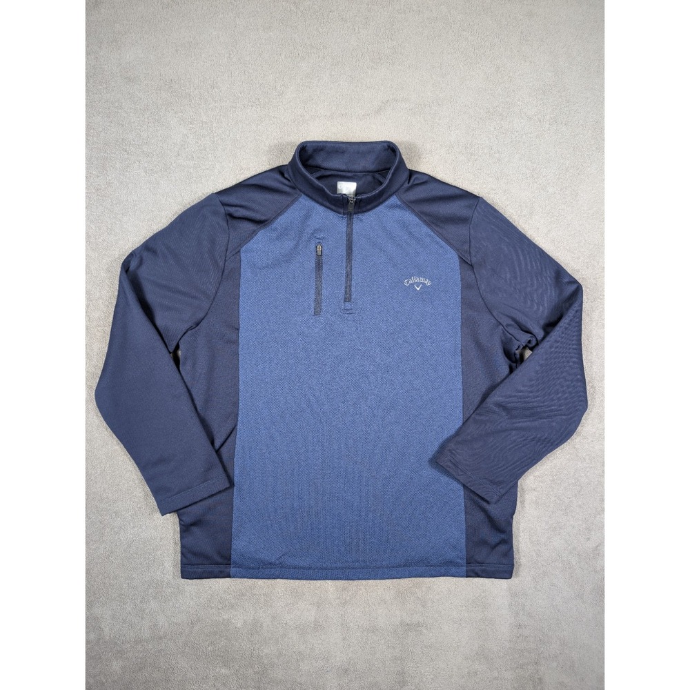 Callaway Golf Sweater Sweatshirt Men XL Blue  1/4 Zip Pullover Polyester